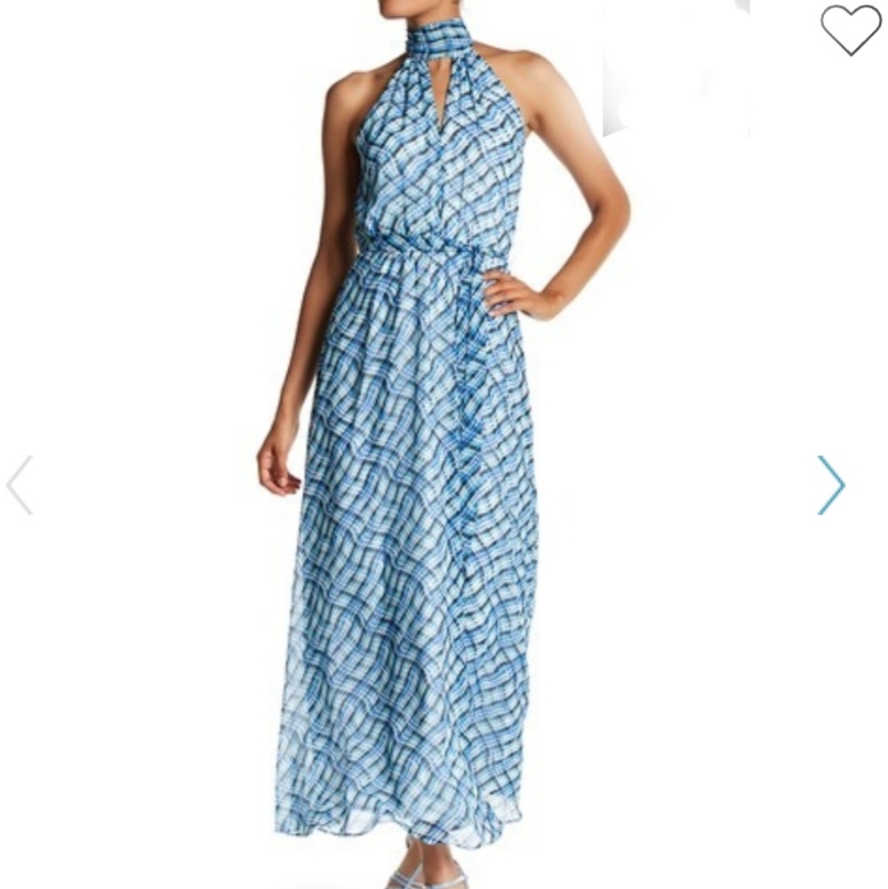 Brand New Calvin Klein Printed Chiffon Halter Maxi